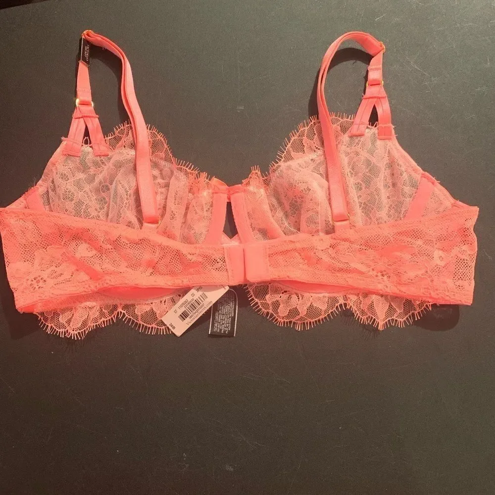 Victoria’s Secret Very Sexy Unlined Demi chantillí lace bra coral